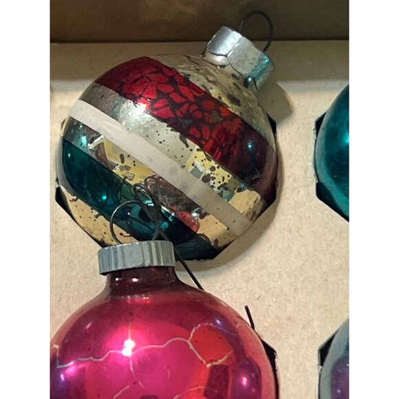 Vintage Coby Christmas Ornaments Set Of 12 Glass Red & Blue American Made READ - Picture 4 of 5